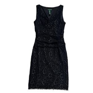 Lauren Ralph Lauren Black Lace Dress Women’s 10 Evening Occasion Event Wedding